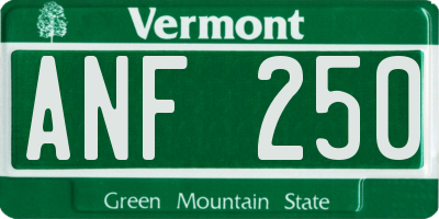 VT license plate ANF250