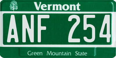 VT license plate ANF254