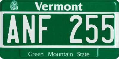 VT license plate ANF255