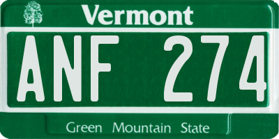 VT license plate ANF274