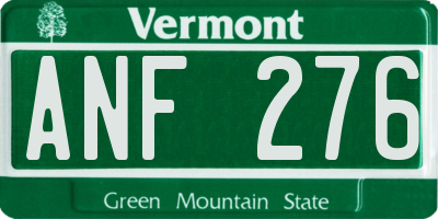 VT license plate ANF276