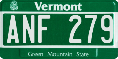 VT license plate ANF279