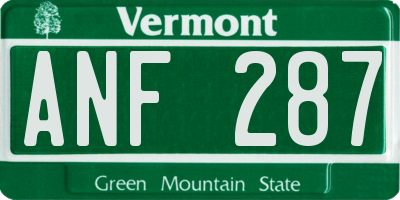 VT license plate ANF287