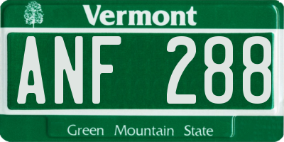 VT license plate ANF288