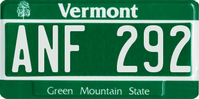 VT license plate ANF292
