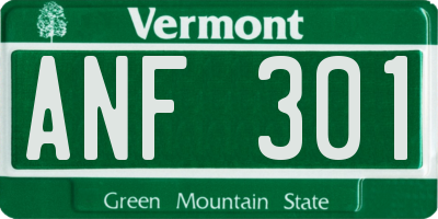 VT license plate ANF301