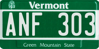 VT license plate ANF303