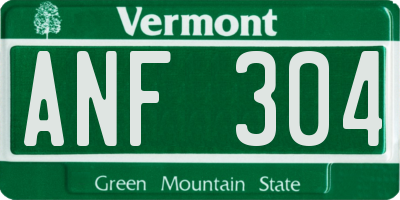 VT license plate ANF304