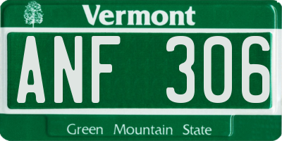 VT license plate ANF306