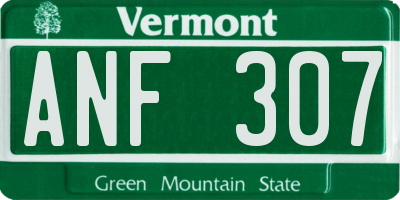 VT license plate ANF307