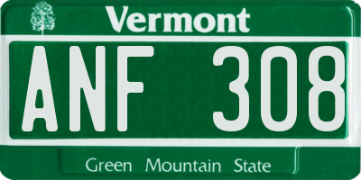 VT license plate ANF308