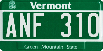 VT license plate ANF310