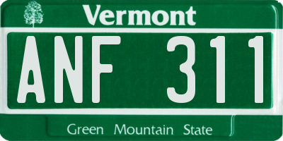 VT license plate ANF311