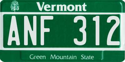 VT license plate ANF312