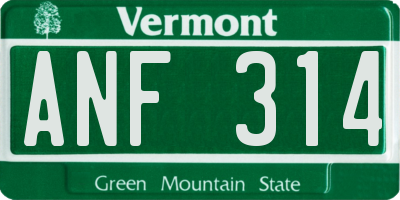 VT license plate ANF314