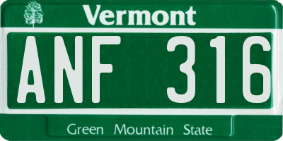 VT license plate ANF316