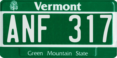 VT license plate ANF317