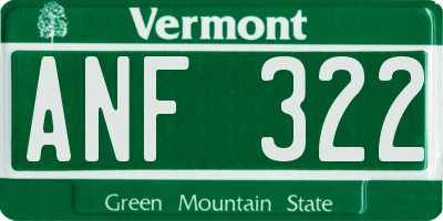 VT license plate ANF322