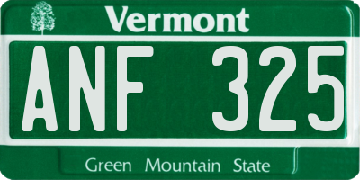 VT license plate ANF325