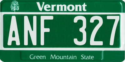 VT license plate ANF327