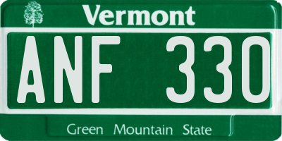 VT license plate ANF330