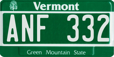 VT license plate ANF332