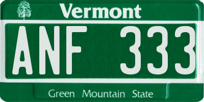 VT license plate ANF333