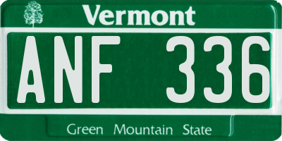VT license plate ANF336