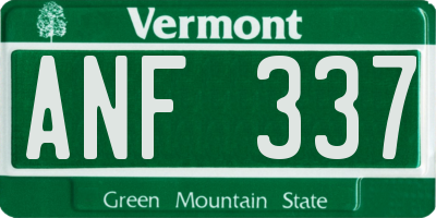 VT license plate ANF337