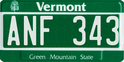 VT license plate ANF343