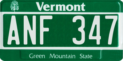 VT license plate ANF347
