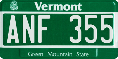 VT license plate ANF355