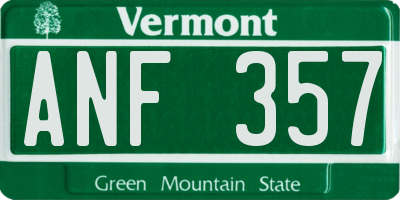 VT license plate ANF357