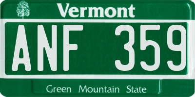 VT license plate ANF359