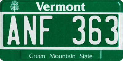 VT license plate ANF363