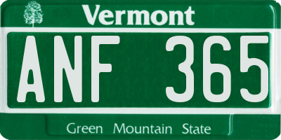 VT license plate ANF365