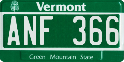 VT license plate ANF366
