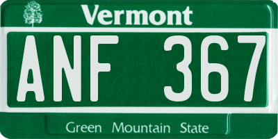 VT license plate ANF367