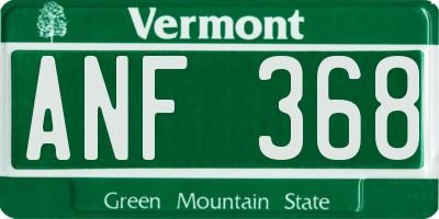 VT license plate ANF368