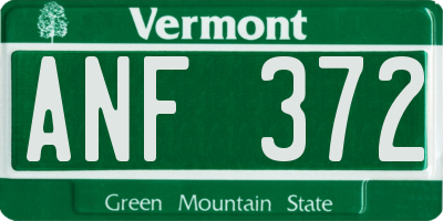 VT license plate ANF372