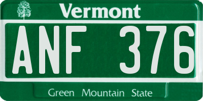 VT license plate ANF376