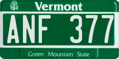 VT license plate ANF377