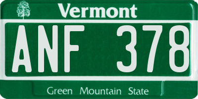 VT license plate ANF378