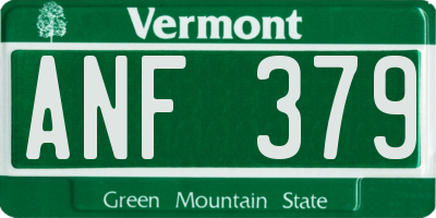 VT license plate ANF379
