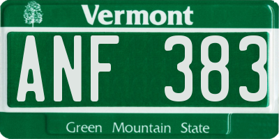 VT license plate ANF383