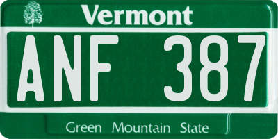 VT license plate ANF387
