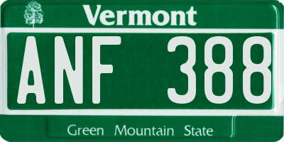VT license plate ANF388