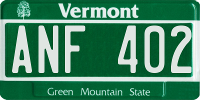 VT license plate ANF402