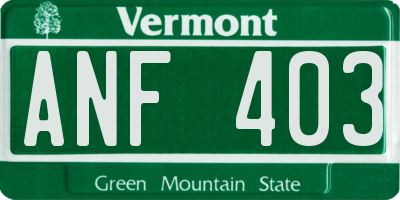 VT license plate ANF403