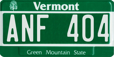 VT license plate ANF404